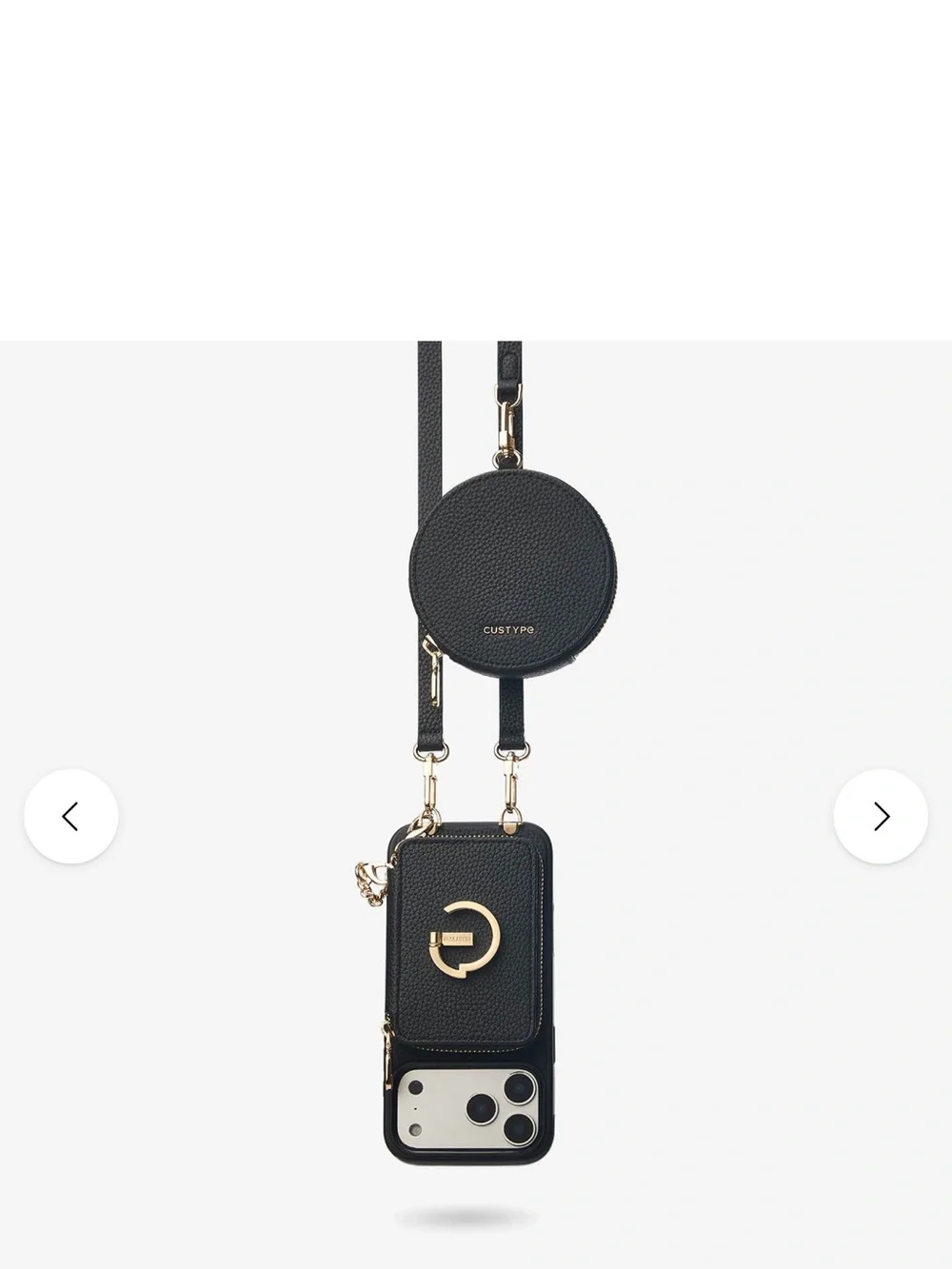 Custype black detachable Crossbody wallet, iPhone case
